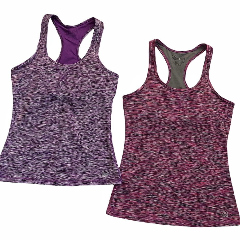 2 (S) Actra racerback workout gym tanks, purple pink